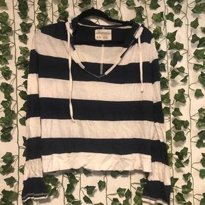 Navy and white striped crew neck